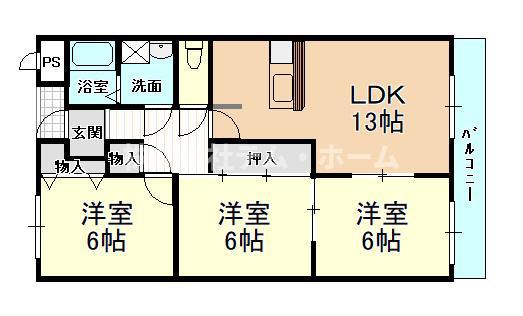 ハイグレイス(3LDK/4階)の間取り写真