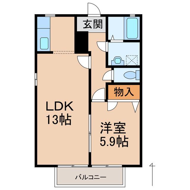 ハイツ萩(1LDK/2階)の間取り写真