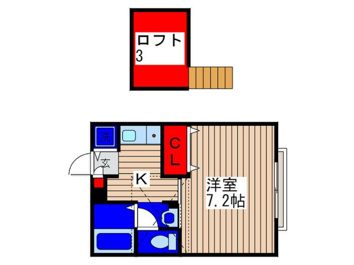 HERMITAGEMUSASINO(1K/2階)の間取り写真