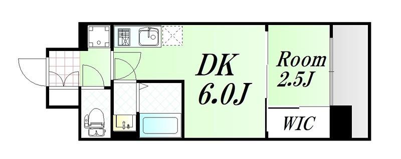 プレリスNEO大阪十三エルヴィオン(1DK/3階)の間取り写真