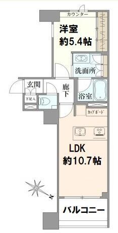 グリーンパーク日本橋堀留町(1LDK/7階)の間取り写真