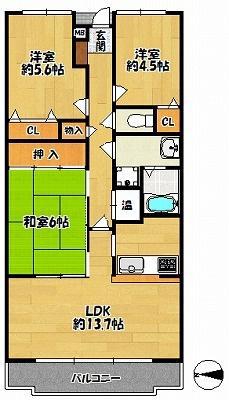 トーカンマンション新三田C棟(3LDK/3階)の間取り写真
