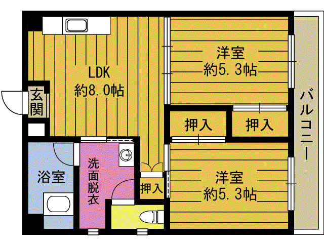 新湊ビル(2LDK/5階)の間取り写真