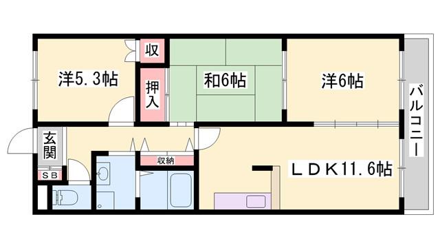 グリーンハイツ大塩II(3LDK/2階)の間取り写真
