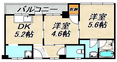 メビウス駒ヶ林レジデンス(2DK/2階)の間取り写真