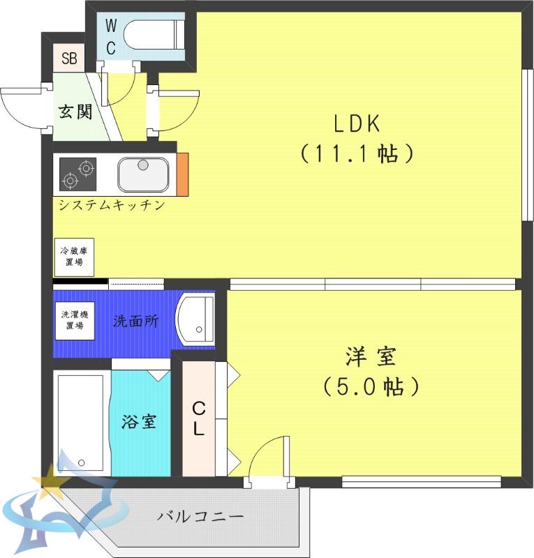シティレジデンス(1LDK/2階)の間取り写真
