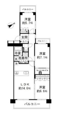 テラス本八幡(3LDK/3階)の間取り写真