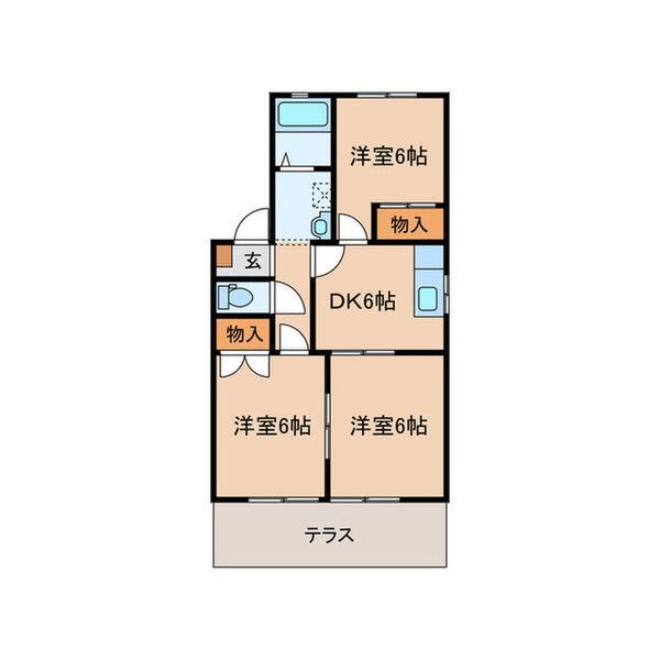 フォレストK B棟(3DK/1階)の間取り写真