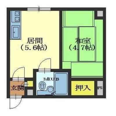 HKC3ビル(1DK/3階)の間取り写真
