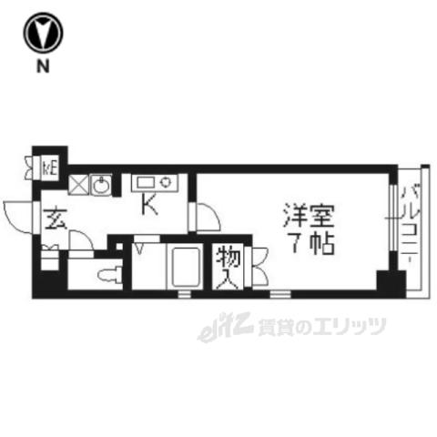 ベラジオ御所東(1K/9階)の間取り写真