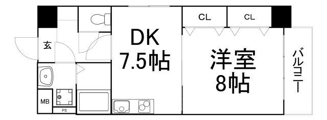 セントアミール南久宝寺(1DK/9階)の間取り写真