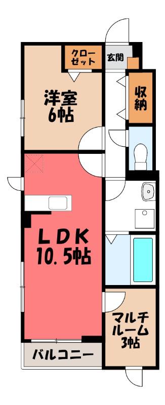カーサ ソラティオ(1LDK/2階)の間取り写真