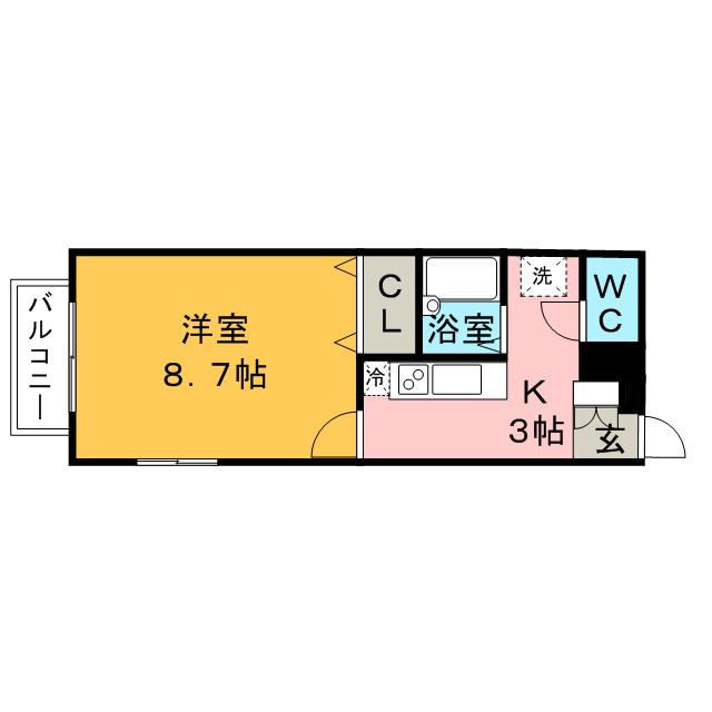 アムール松福園(1K/2階)の間取り写真