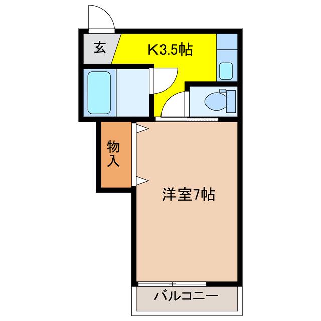 ハウス光(1K/2階)の間取り写真