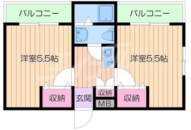 グリーンコート(2K/2階)の間取り写真