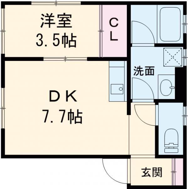 ミシュラン福石(1DK/1階)の間取り写真