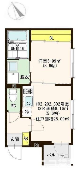 GRACIEUX MAISON(1DK/2階)の間取り写真