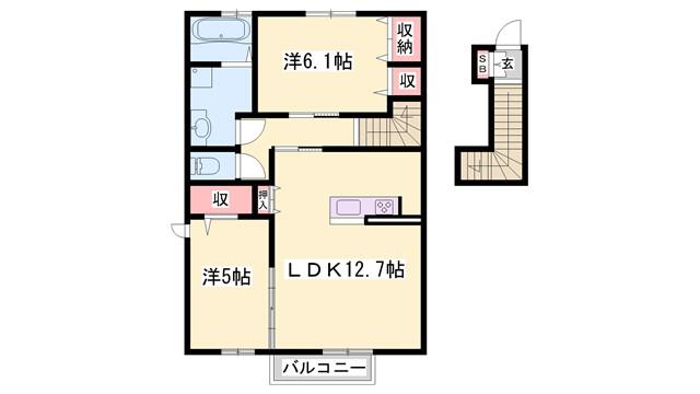 エタン・リジエール A棟(2LDK/2階)の間取り写真