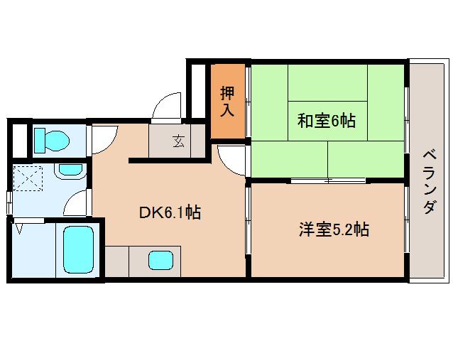 シャンクレール壱番館(2DK/1階)の間取り写真