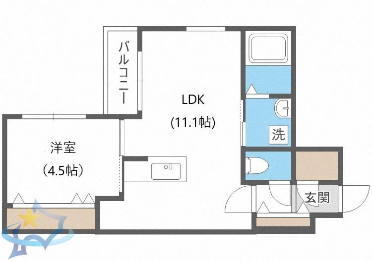 CARRERA行啓通(1LDK/3階)の間取り写真