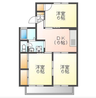 アネックス景山A(3DK/2階)の間取り写真