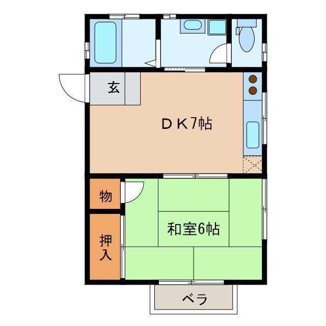 サンアトレダイワ(1DK/2階)の間取り写真