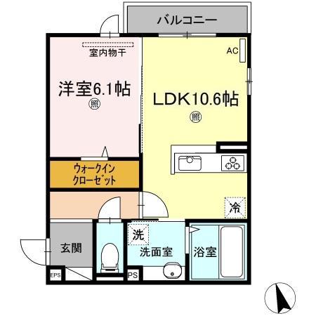 メゾン・ド・シュシュ(1LDK/2階)の間取り写真