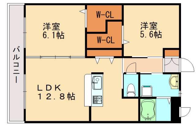 マメゾン潤野II(2LDK/3階)の間取り写真