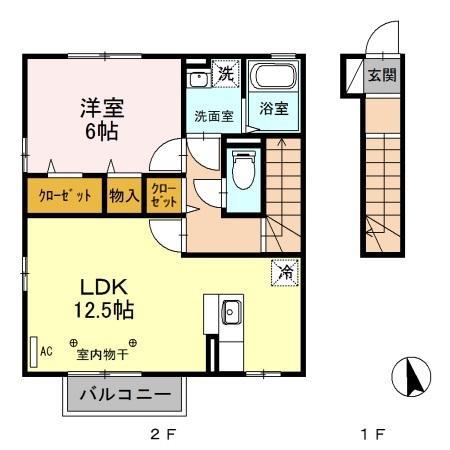 愛宕の杜B203(1LDK/2階)の間取り写真