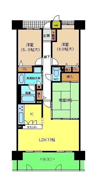 ソルプラーサ堺(3LDK/13階)の間取り写真