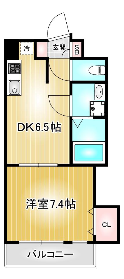 CLAIR HEIWA(1DK/7階)の間取り写真