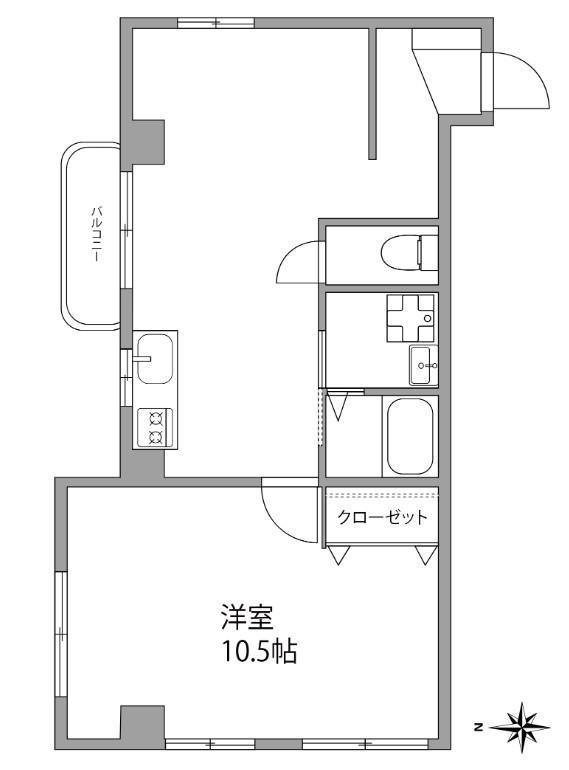 ビューラー433(1LDK/1階)の間取り写真