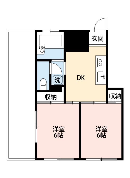 パールマンション(2DK/2階)の間取り写真