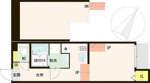 GRANCOURT台原(1K/1階)の間取り写真