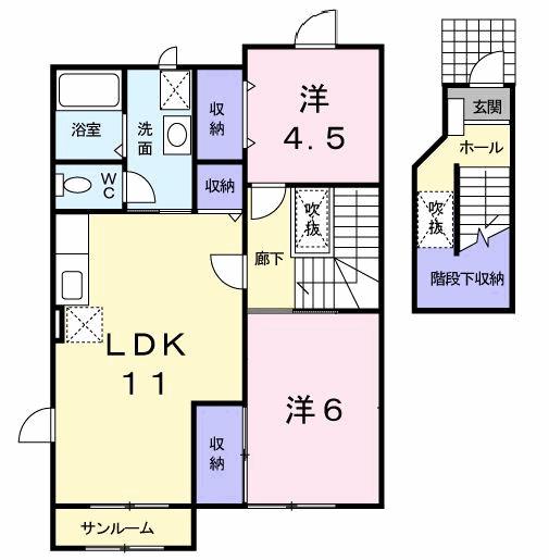 ソレアード(2LDK/2階)の間取り写真