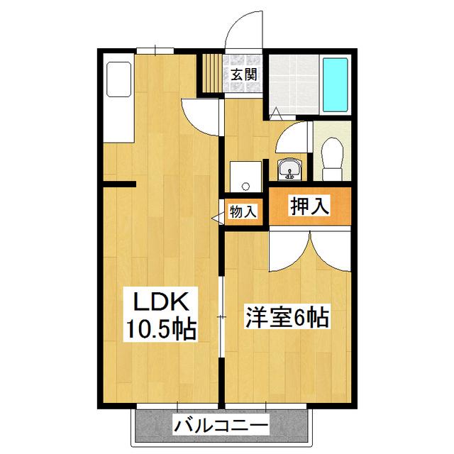 パステルメゾン柳F(1LDK/2階)の間取り写真