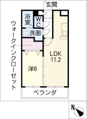 RIVER SIDE I(1LDK/3階)の間取り写真