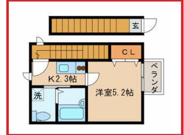 ナトゥール(1K/2階)の間取り写真