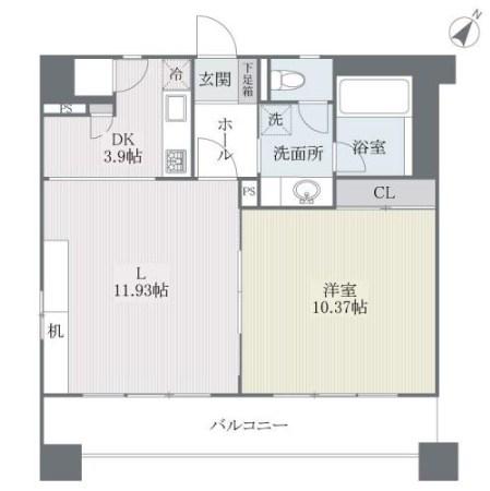 フェルト627(1LDK/12階)の間取り写真
