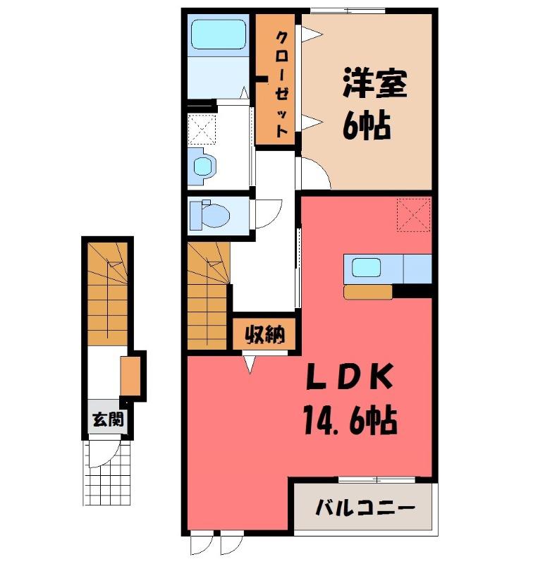 マードレ六番館(1LDK/2階)の間取り写真