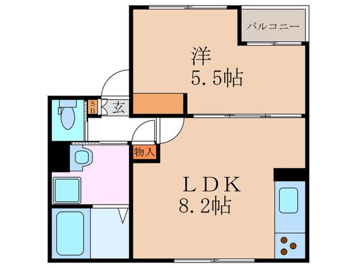 プリオーレリベルタ桂B(1LDK/3階)の間取り写真