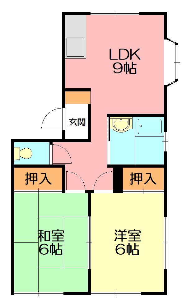 相湘13生沢ハイツ(2DK/1階)の間取り写真