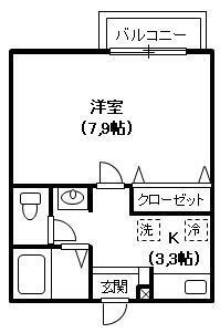 ルシエル(1K/1階)の間取り写真