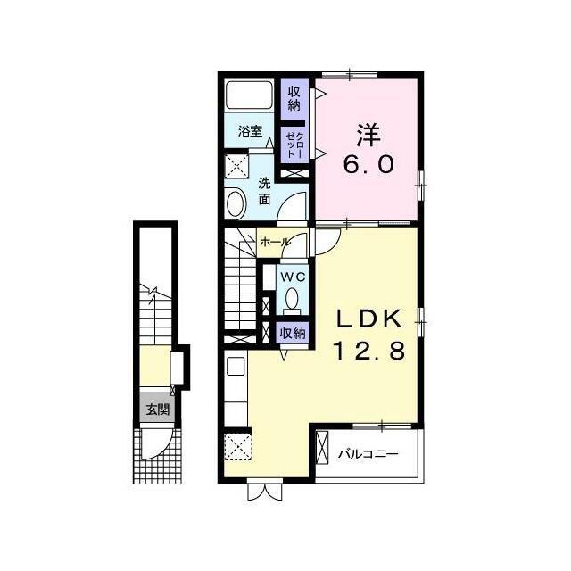 ベルアンジュ壱番館(1LDK/2階)の間取り写真