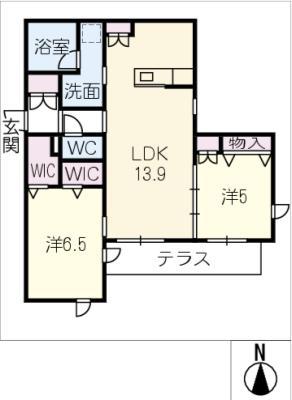 VIVRE KANAZONO(2LDK/1階)の間取り写真