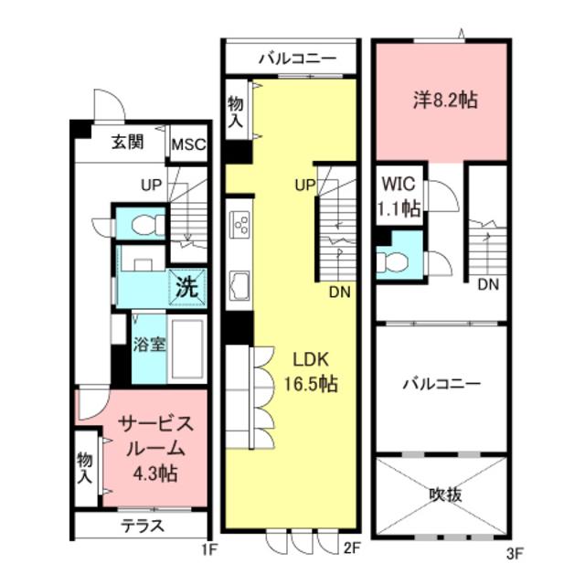 KANON代々木上原(1SLDK/1階)の間取り写真