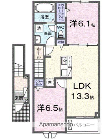 シャルフ飛江田 II(2LDK/2階)の間取り写真