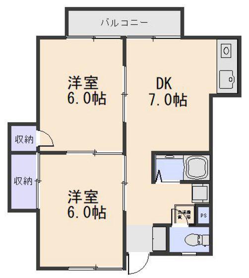 吉備津グリーンハイツ(2DK/2階)の間取り写真