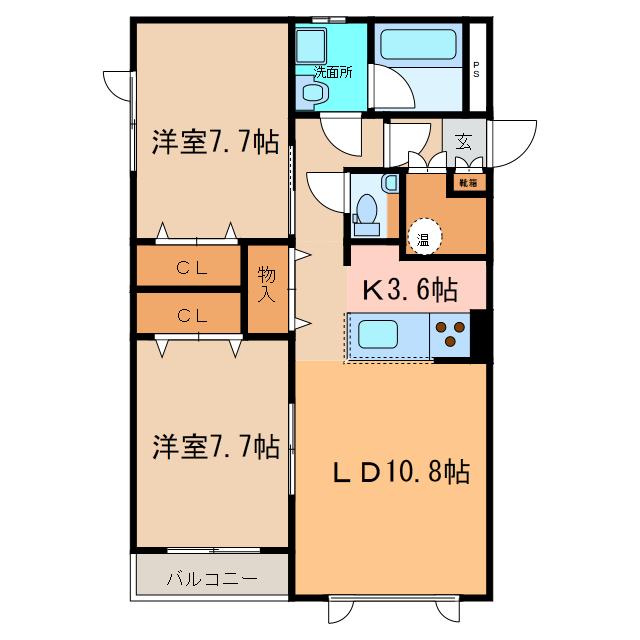 エクスプライス共栄(2LDK/3階)の間取り写真