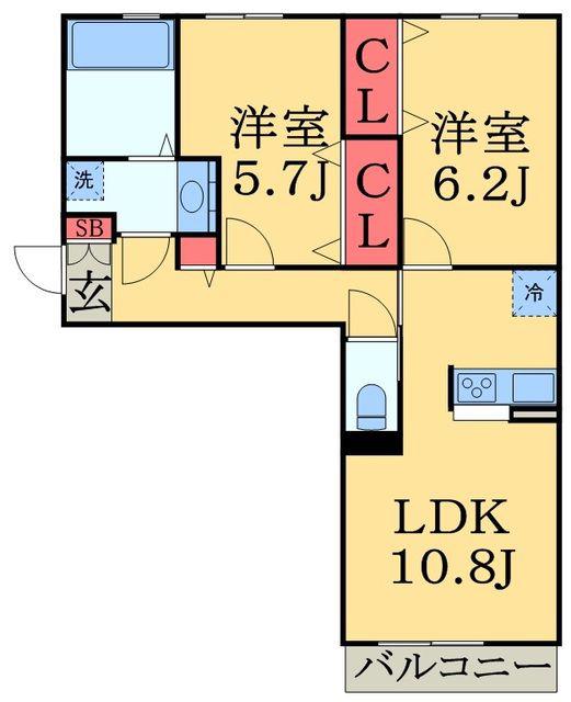 DROOM SAKURA.K(2LDK/3階)の間取り写真